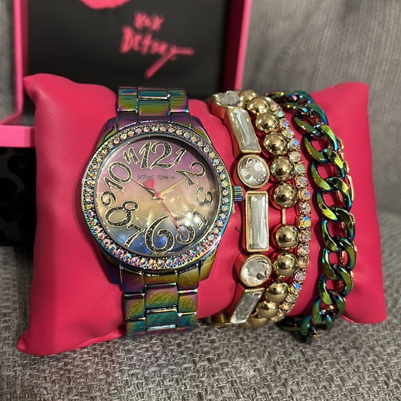 Betsey Johnson Oil Slick Watch and Bracelet Set - Picture 3 of 3